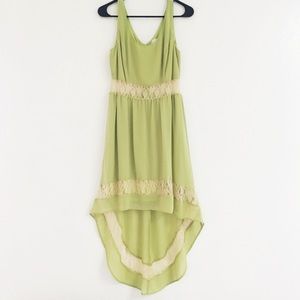 Jealous Tomato Aged Lace Sheer Hi-Low Maxi Dress